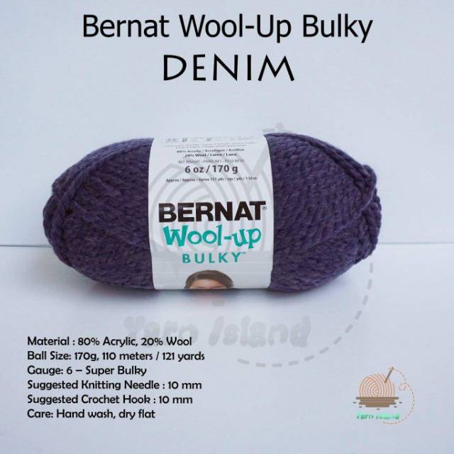 Benang Rajut Bernat wool up bulky denim