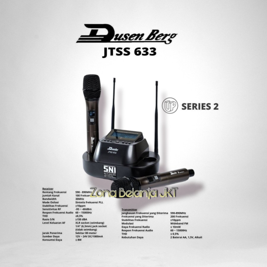 Microphone - Mic Wireless Dusen berg JTSS 633 UP 2 Series UHF 2 Mic Handle Pegang Original