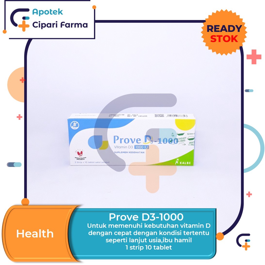 Jual Prove D3 1000 IU Suplemen Vitamin D3 1000 IU 1 Strip 10 Tablet