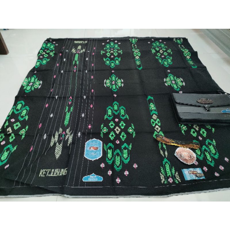 SARUNG KETJUBUNG SONGKET SKP POLOS WARNA HITAM GOLD SUTRA