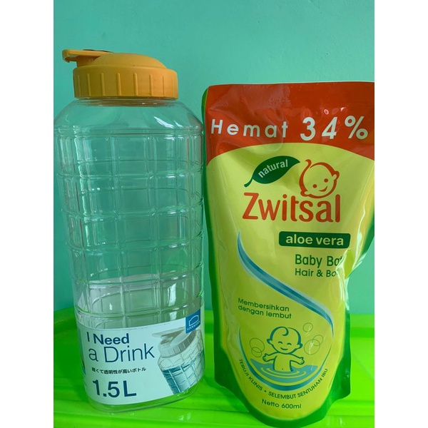 Zwitsal baby bath 600ml free botol