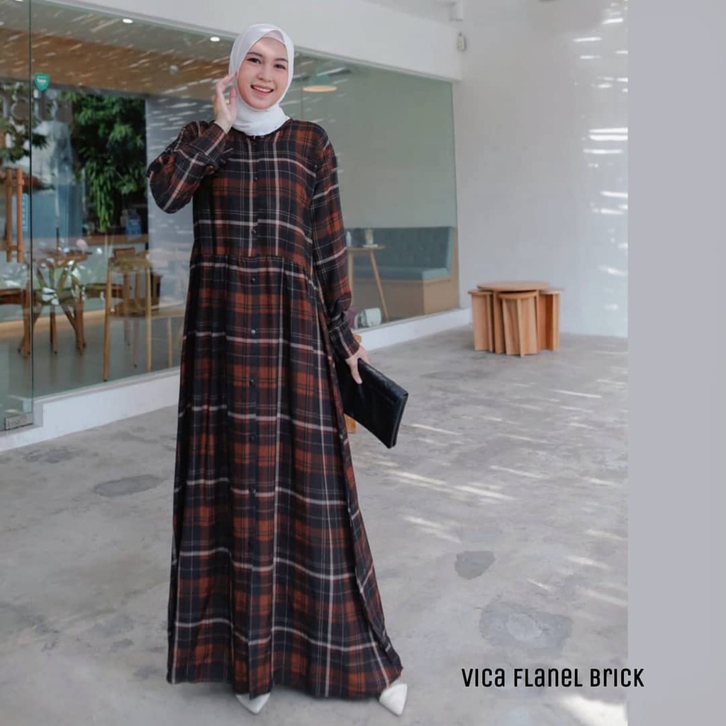 GAMIS MAXI DRESS RAYON PREMIUM LD 100 - 110 HOMEYDRESS BUSUI BAJU GAMIS SERAGAM MOTIF TERBARU V.2-VICA MAROON DRESS