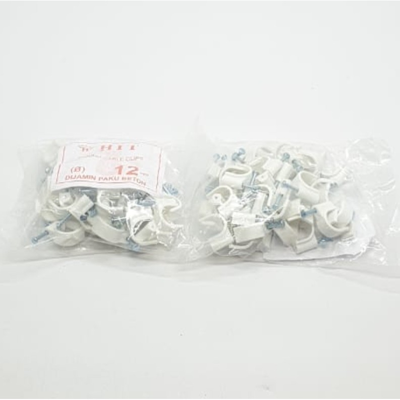 HIT 12mm Klem Kabel 100% JAMIN ASLI Paku Beton  (+/- 40 pcs)