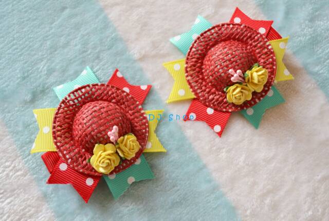 Jepit Rambut Topi Anyam