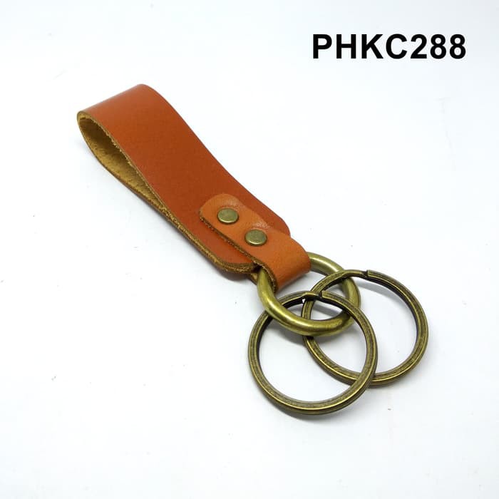 gantungan kunci ring kulit asli leather keychain coklat - PHKC287