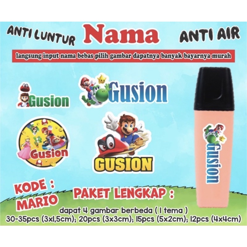 

Sticker label nama anak anti air/stiker nama anak/stiker label nama anak