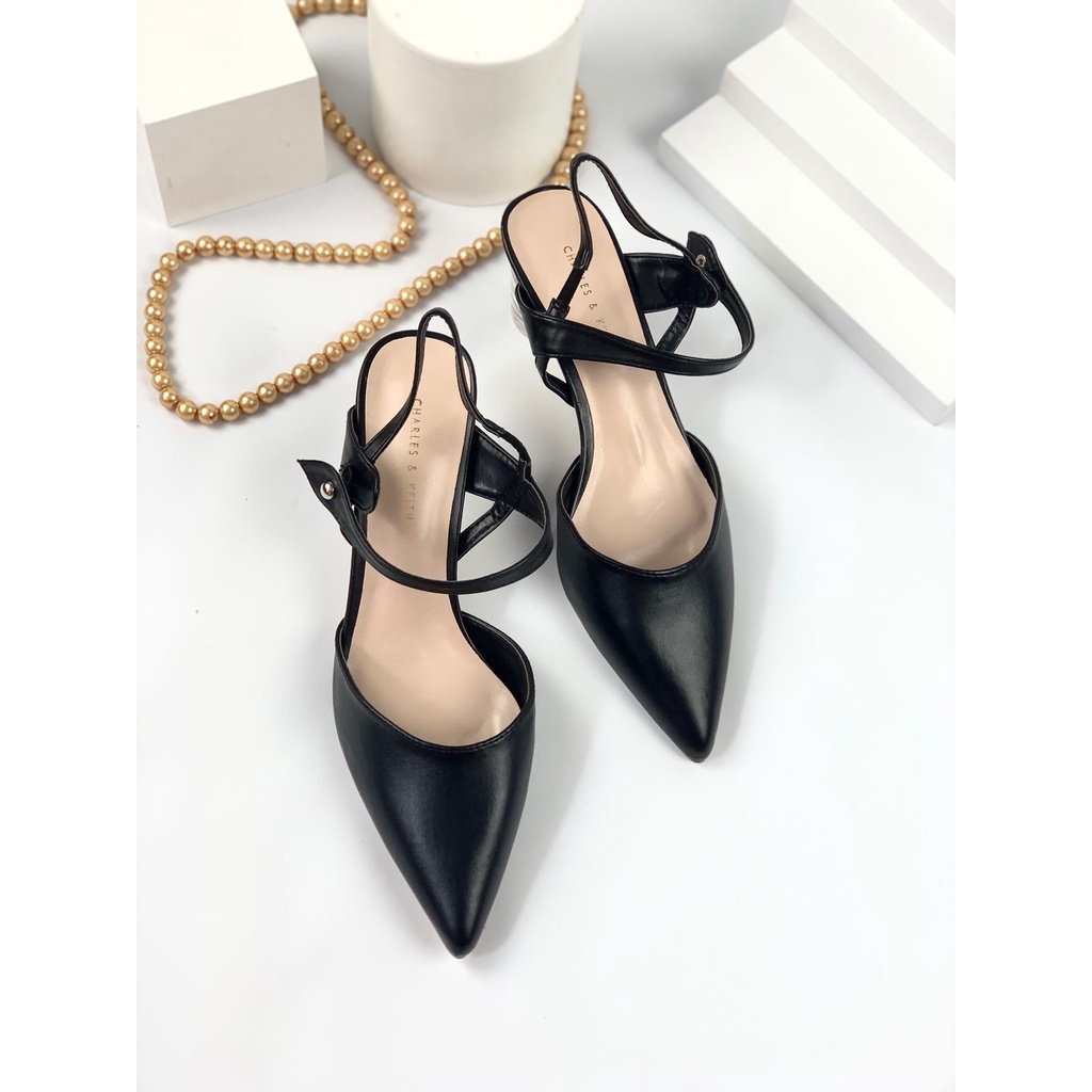 [7.7 Boombastis Sale⚡] - SEPATU WANITA CKS492 CK LEATHER SLINGBACK HEELS PREMIIUM IMPORT