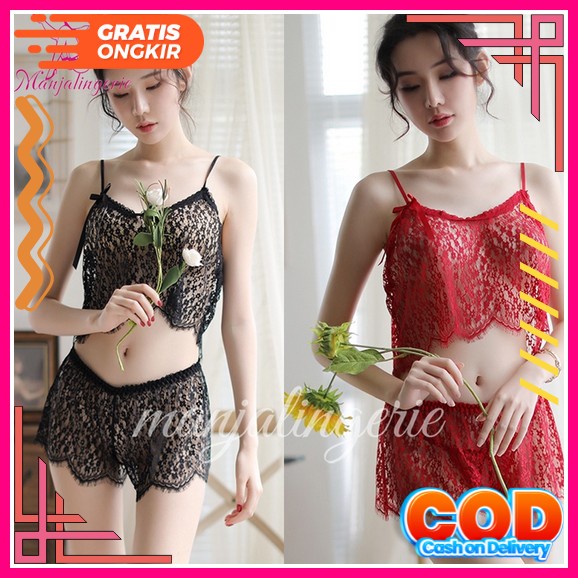 Scelta - Lingerie Dan Hotpant Renda Transparan Sexy Baju Tidur Transparan Celana Pendek Ld Ht 83059 Baju Tidur Wanita Lingerie Pakaian Dinas Baju Sexy Pakaian Baju Haram Terbaru Wanita Cosplay Baju Dinas Menggoda Manjalingerie - Lingerie Sexy Baju Tid