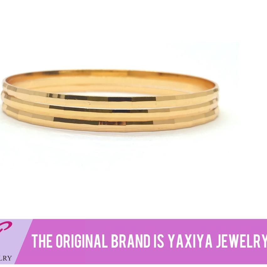 ➴ Yaxiya Gelang Keroncong Set 3 Lapis Emas Perhiasan Imitasi 442 ♜