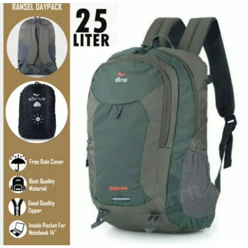 TAS RANSEL PRIA WANITA 25LTR ELBRUS ORIGINAL/TAS RANSEL SEKOLAH SD-SMP-SMA-KULIAH,BONUS RAINCOVER