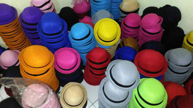 TERMURAH....Topi bowler size dewasa bulat bundar bahan bludru halus high quality