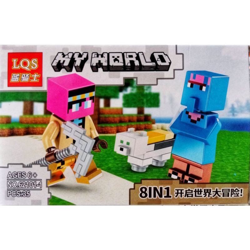 mainan anak lego mine craft world minicraft SATU PAKET ISI 3 KARAKTER FIGURE LQS 62101 mini craft minifigure block mini figure bricks dunia kotak square marvel naruto ninjago justice league avengers robot rangers dinosaurus tentara army soldier-4