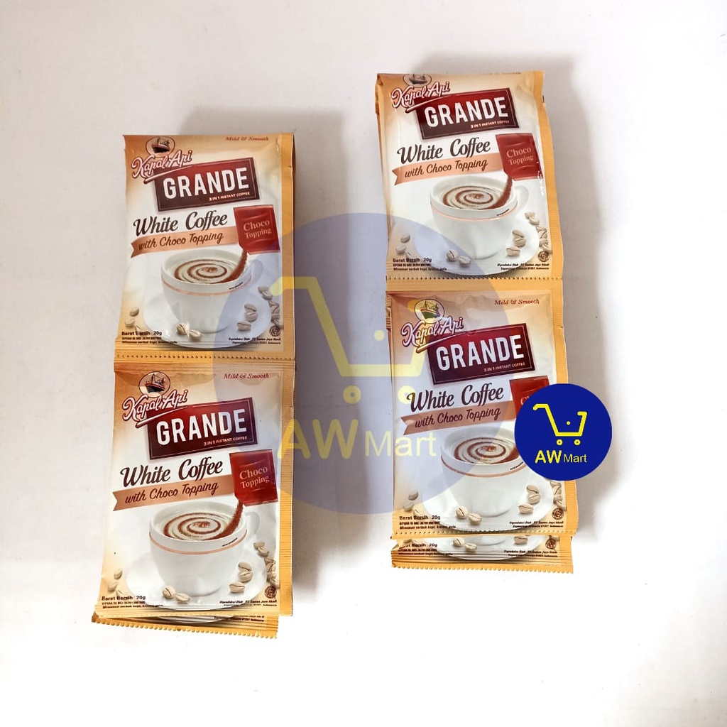 KOPI KAPAL API GRANDE WHITE COFFEE RENCENG 10 SACHET X 20GR