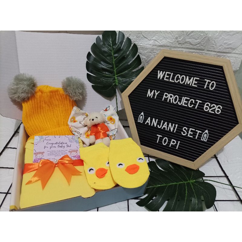 ANJANI SET | BABY HAMPERS BAYI GIFT KADO SET | PAKET LAHIRAN BAYI LAKI - LAKI PEREMPUAN UNISEX-Kupluk Yellow