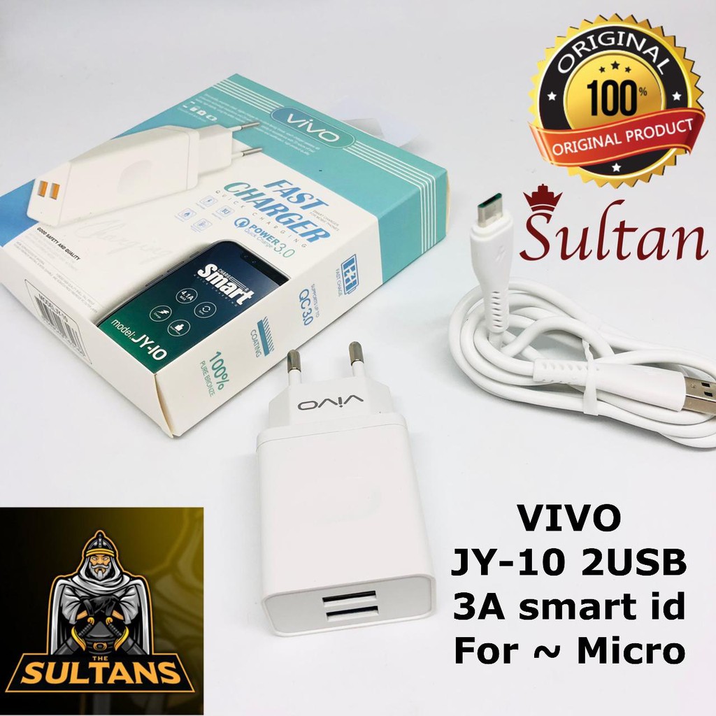 CHARGER CASAN VIVO  Z001 1 USB 3.1A CHARGER BRANDED 2USB 3A TYPE JY-10 FAST CHARGING MEREK OPPO