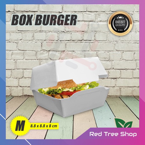 

Kotak Dus Box Burger Tanpa Rakit | Putih Ukuran M Medium | Packaging Tahan Microwave