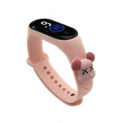 Jam Tangan Digital Elektronik Tahan Air Led Rubber IP67 Motif Kartun Anak Laki-laki Perempuan Pria Wanita Couple Dewasa Semua Umur Gelang JF061 JA006-PEACH GLOOMY BEAR