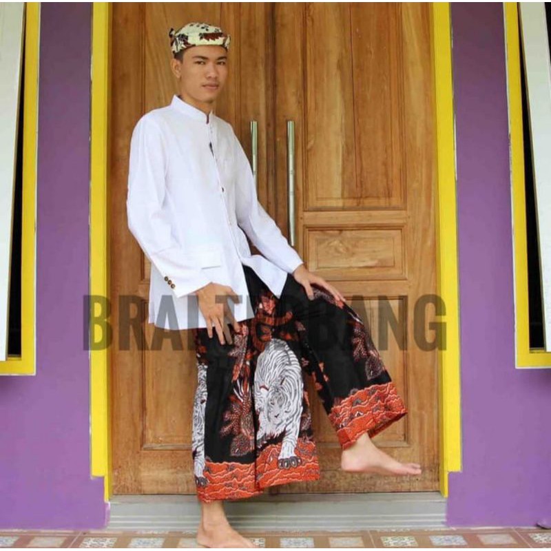 Sarung Celana Batik Motif Macan Putih/Celana Sarung Dewasa/Sarung celana solo sragen-sarcel Macan oren