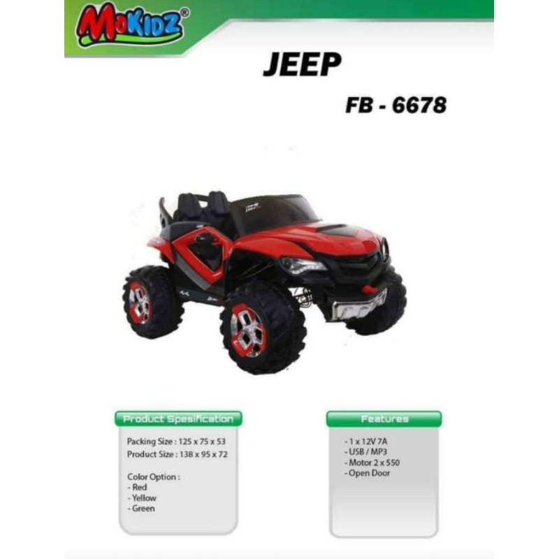 Mobil aki anak Mokidz Jeep FB - 6678