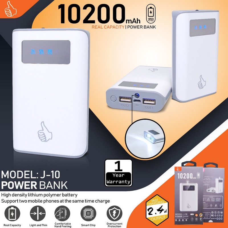 PowerBank Power Bank PB Jempol J-10 J10 J 10 - 10200 mAh LCD