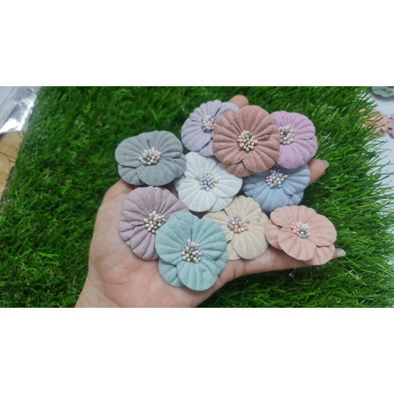 BUNGA SUEDE KOREA K3 5CM PUTIK WARNA-I no.21 perKUNTUM