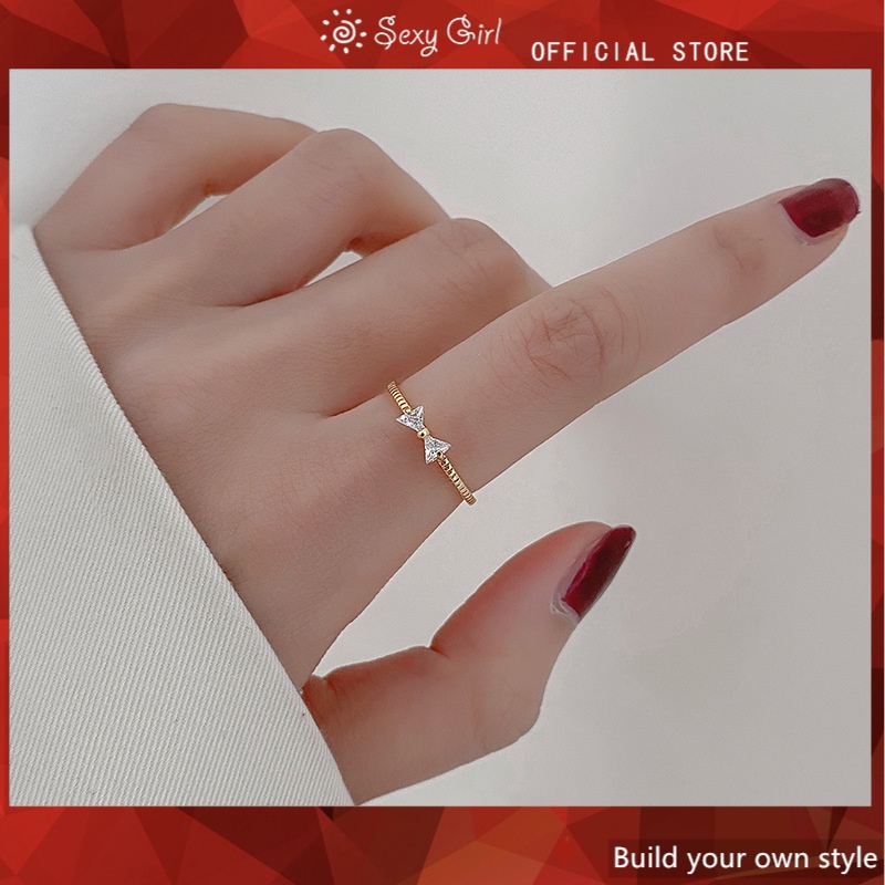 Adjustable Ring Korean Butterfly Diamond Knot Opening Female Exquisite Ins Simple Zircon Ring Female Sexy Girl Jewelry