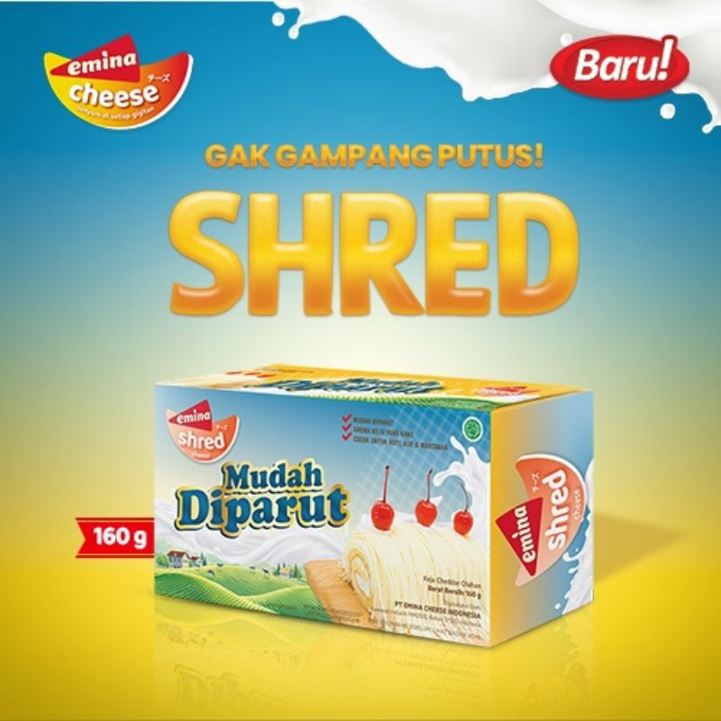 

termurah!!! exp aman keju emina cheese shred mudah diparut 160gr