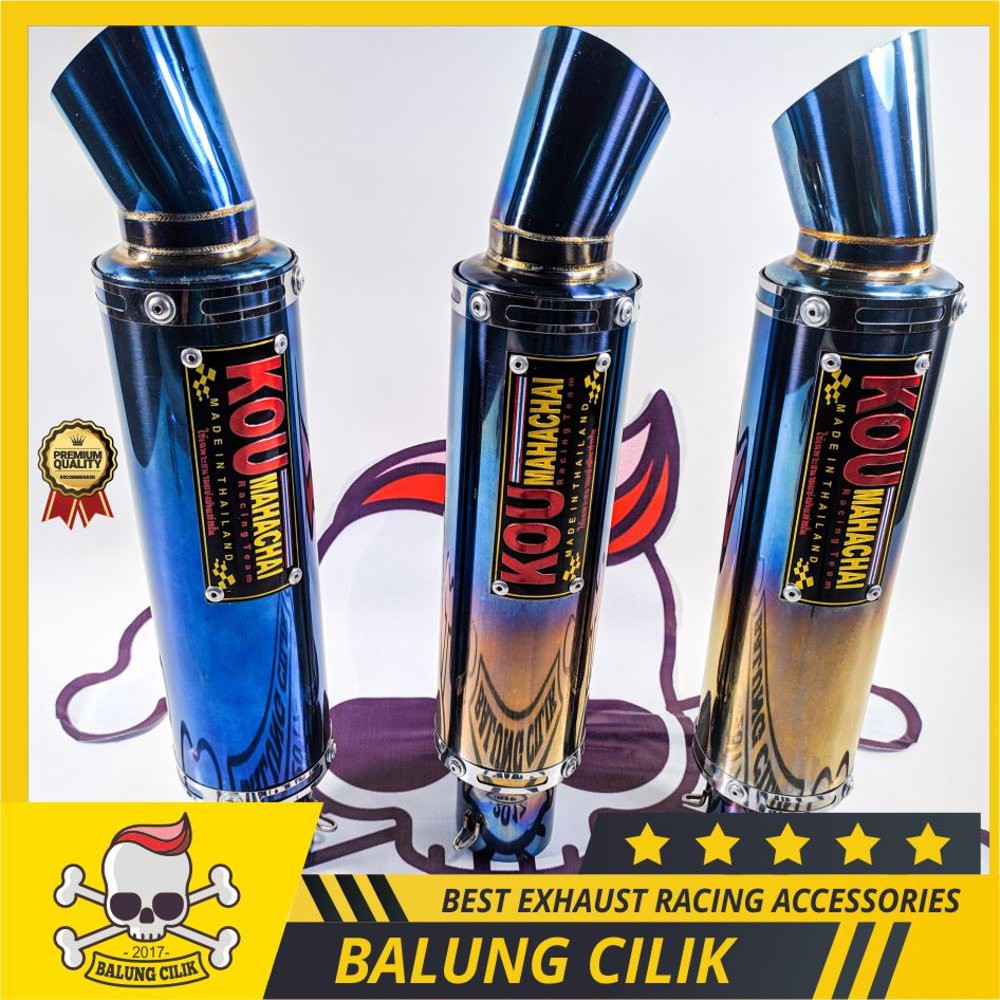 Knalpot KOU Mahachai Biru Bluemoon SILENCER SAJA. Selencer Racing Knalpot KOU Full Stainless BIRU