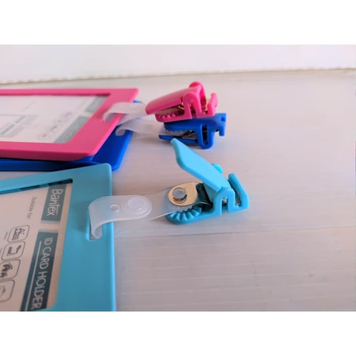 

a ID Card Holder 54 x 90 mm Potrait + Clip Bantex 8866-19 PINK tempat nama