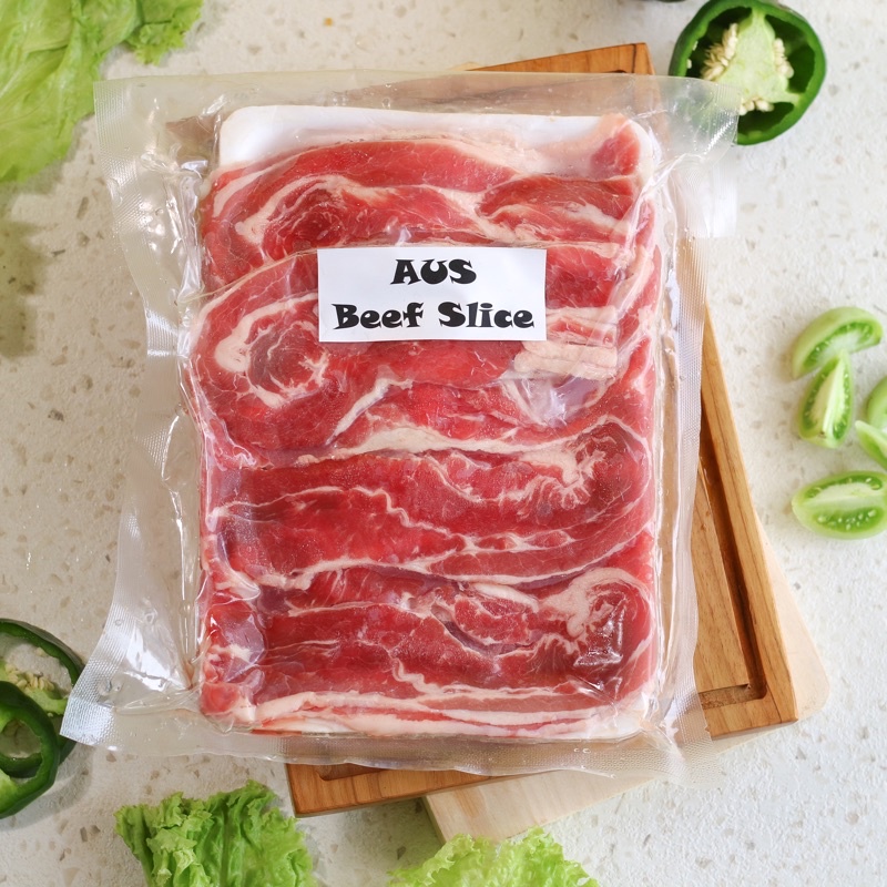 

Daging sapi AUS Medium Fat slice 1000gram | Daging Yakiniku Yoshinoya shabu shabu