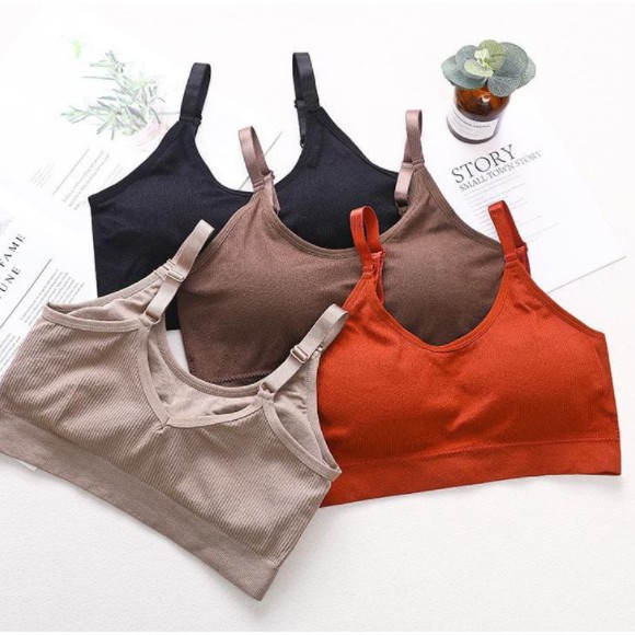 Gobra ♕ PW097 Sport Bra Yoga Wanita Fashion Tanpa Kawat Lembut Model Rompi Import COD