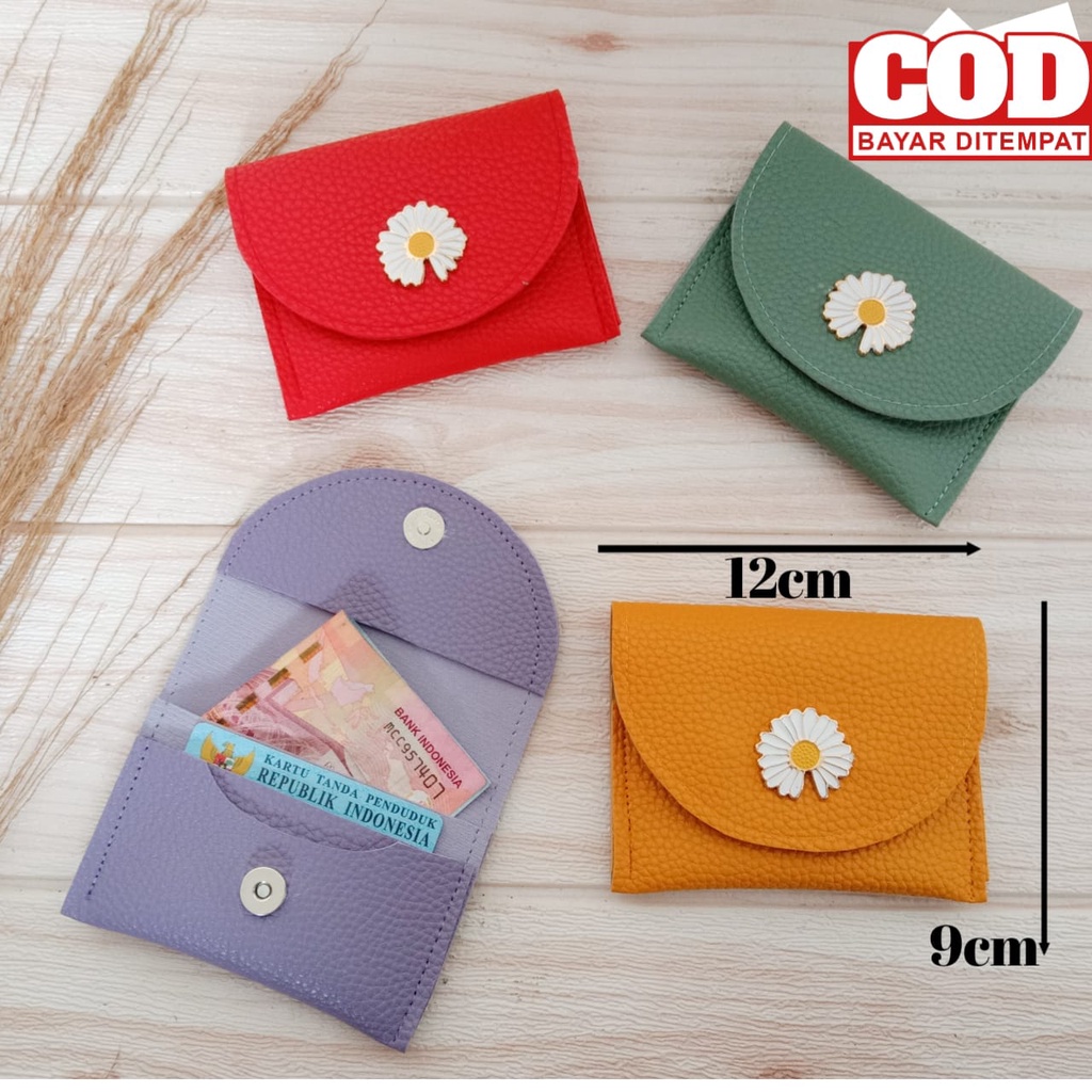 Mini daisy dompet kartu wanita papirut mini lipat simple koin murah terbaru 2022