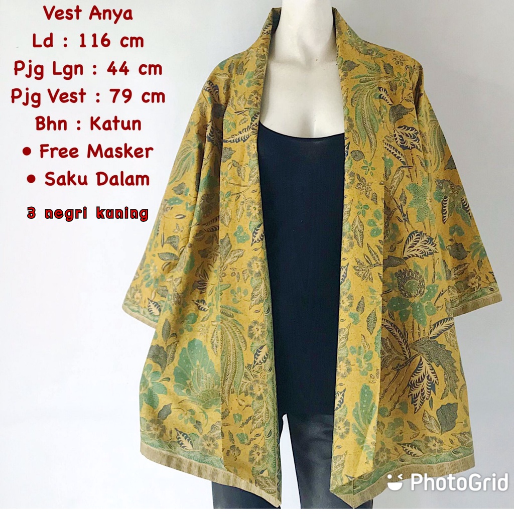 Vest anya #4 outer lengan bolero batik solo atasan kerja