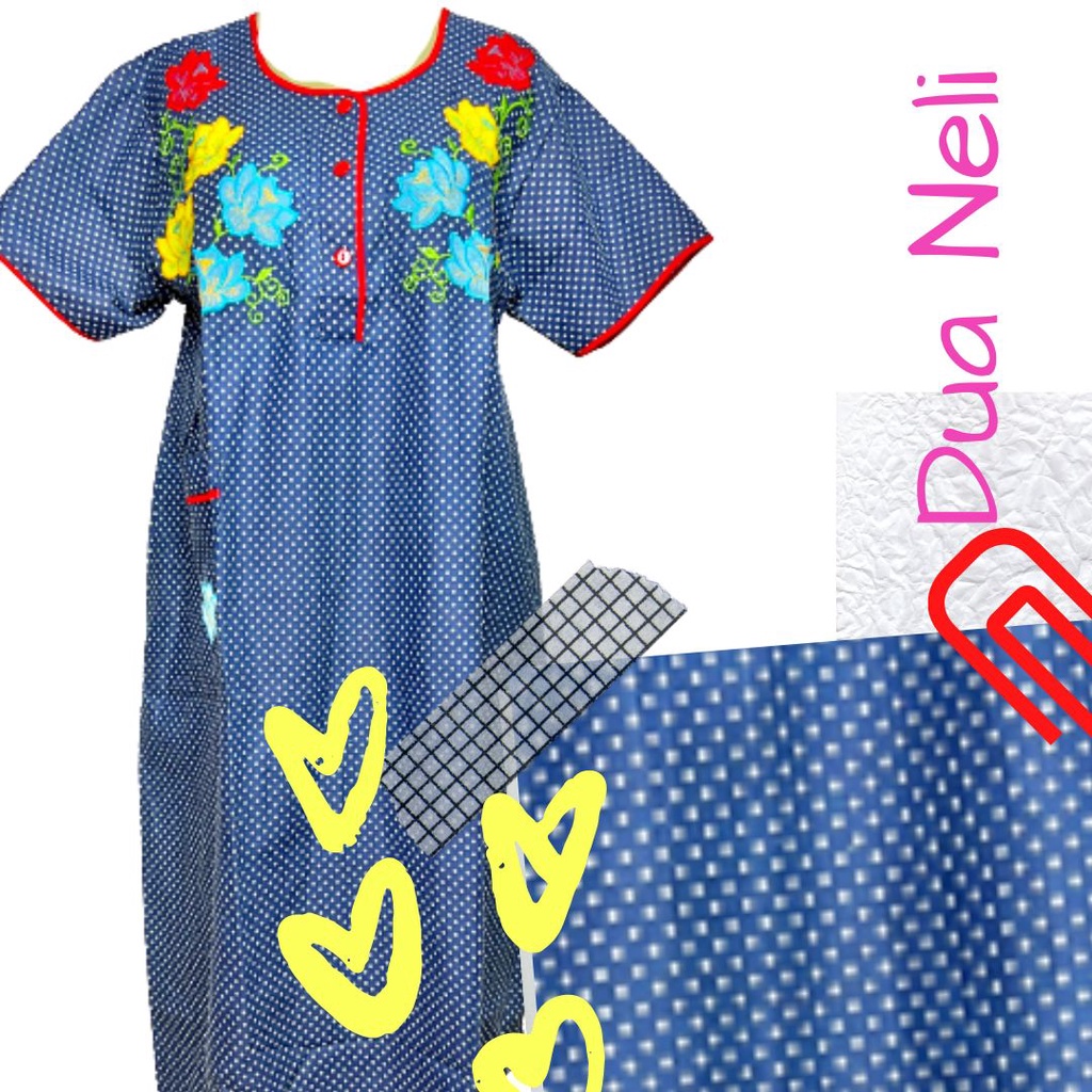 Daster Katun Polkadot Bordir Cantik Ukuran L Lavender  6 Varian Warna Murah