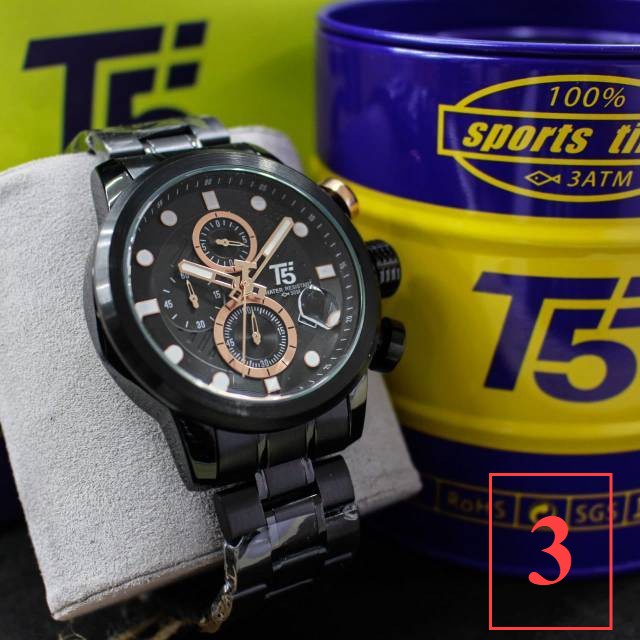 Jam Tangan Pria T5 H3587 T5 H 3587 black original stainless chronograph bergaransi free box
