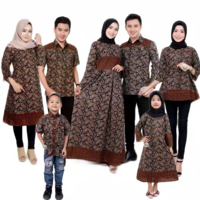 Baju Batik Couple Keluarga Gamis M L Xl Xxl Xxxl Super Jumbo Motif Mataram