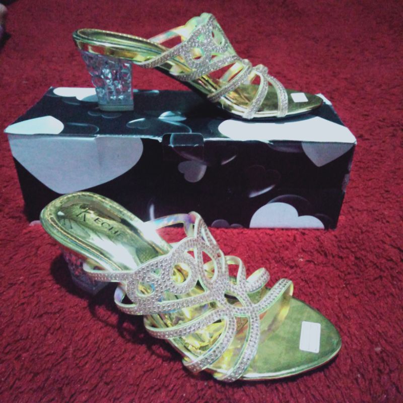 heels pesta hak kaca mewah