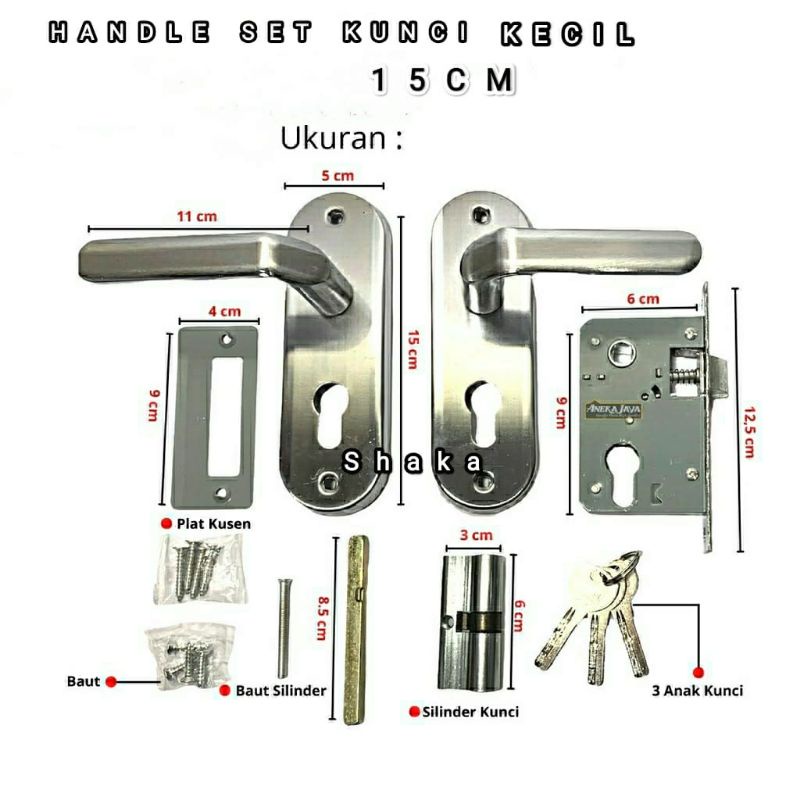 Kunci pintu rumah kecil 15cm slot kunci pintu gagang pintu handle pintu rumah stainless