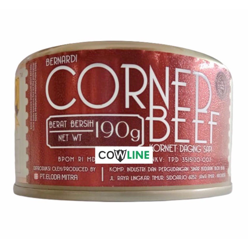 

Kornet Daging Sapi Bernardi Corned Beef Nett : 190Gram