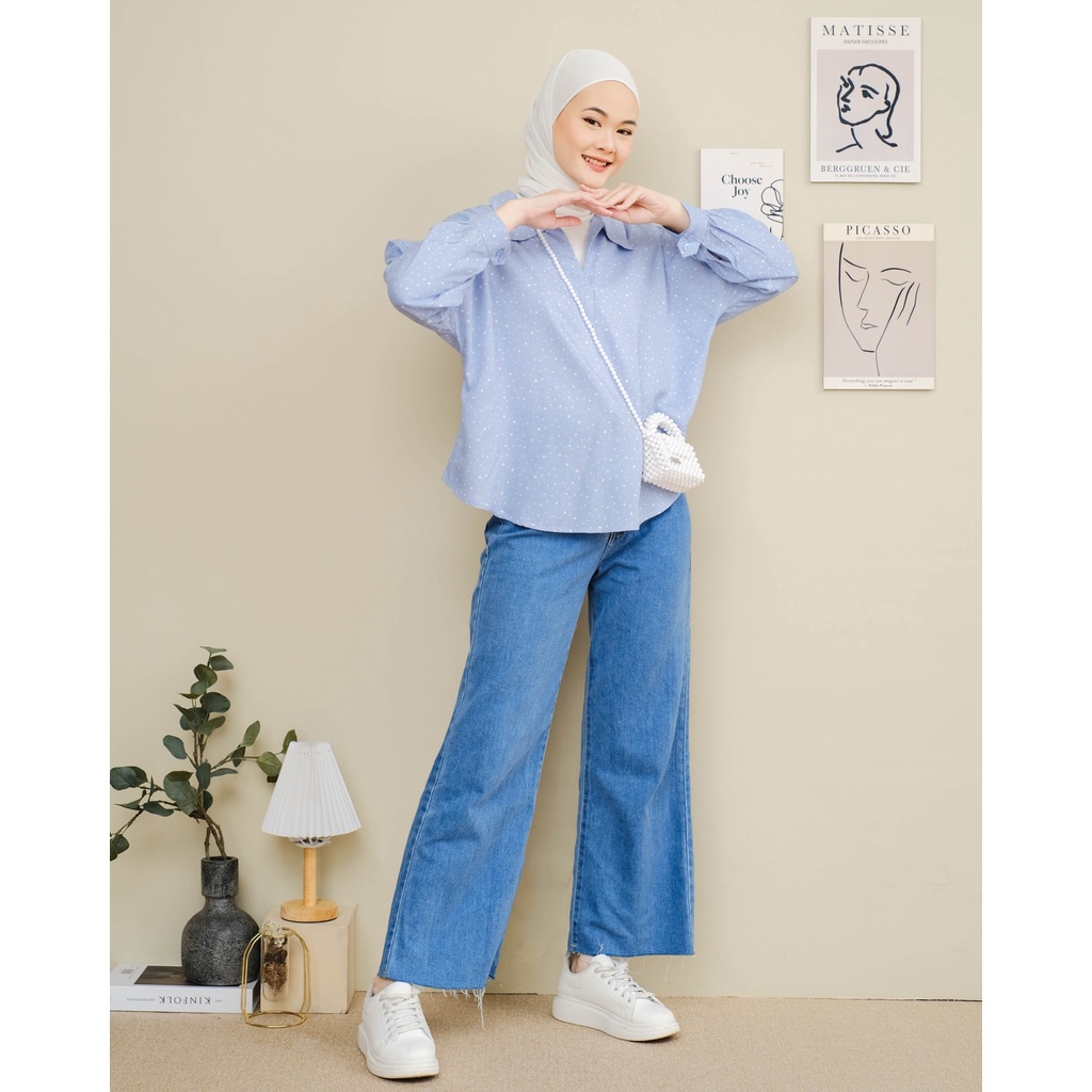 Mayoutfit Breyka Blouse / Kemeja Rayon Polkadot-3