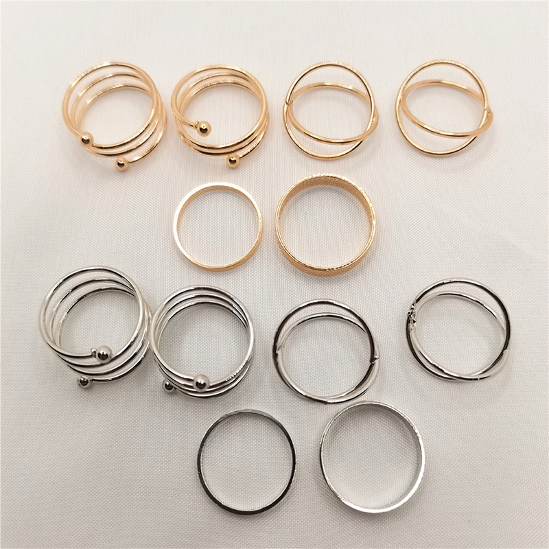 6Pcs Cincin Retro Bahan Stainless Steel Untuk Hadiah Aksesoris Fashion