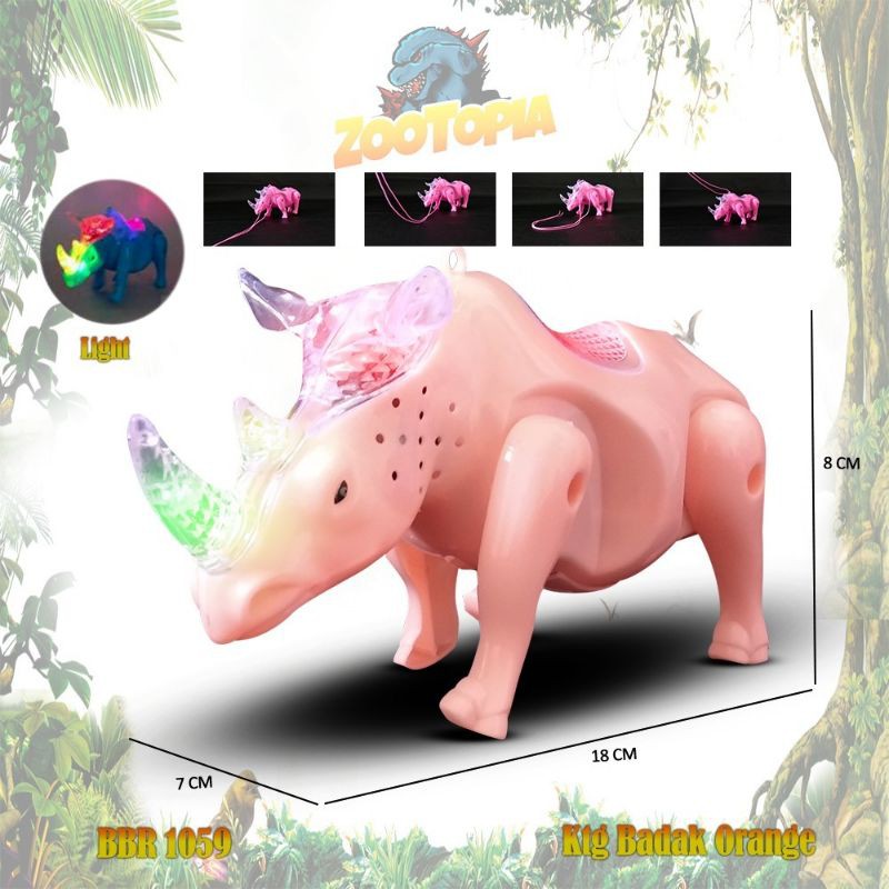 BBR1059 Promo Mainan anak Badak Hewan Binatang Baterai Mainan Anak Bayi Edukasi Hobi