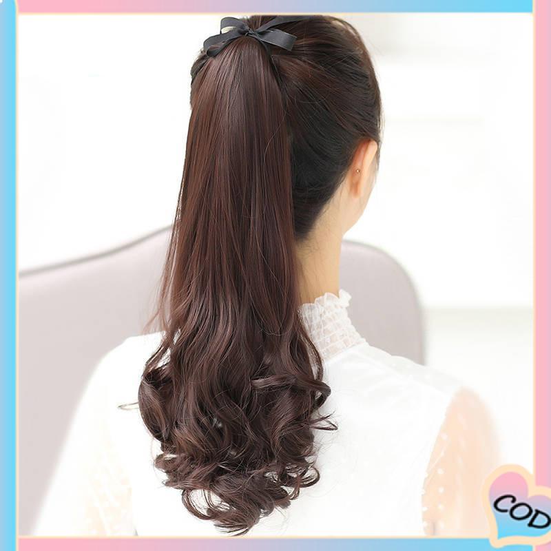 COD❤️ Wig Ponytail Panjang Keriting Lace-up Jenis Gelombang Besar Realistis Potongan Wig Alami-A.one