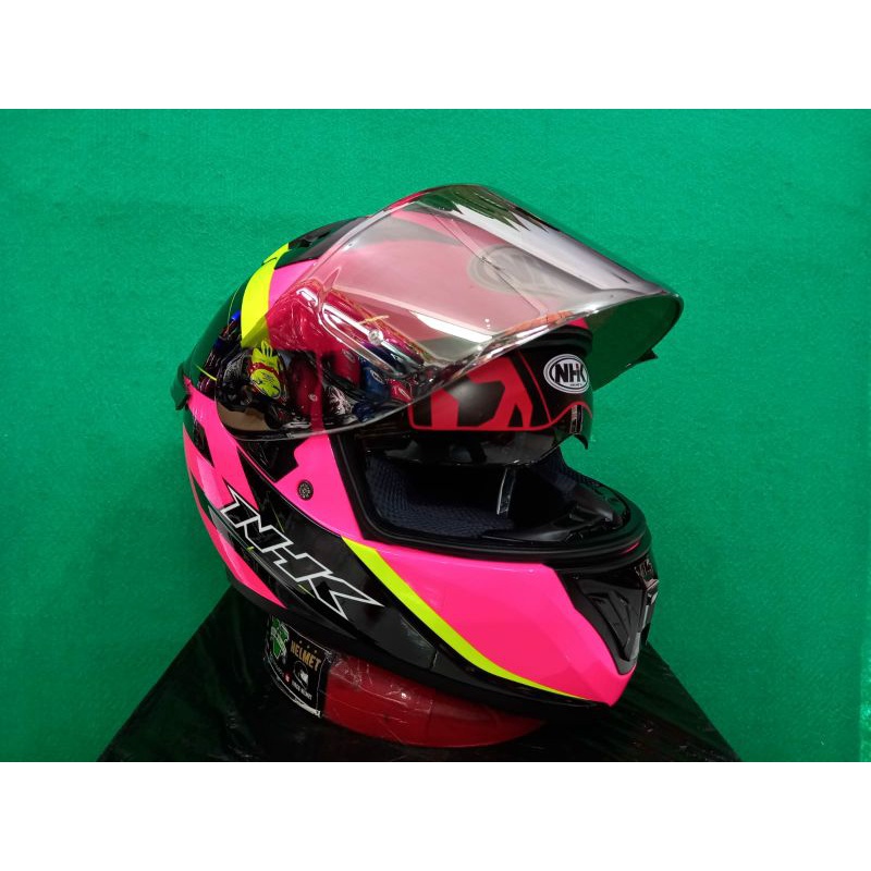 NHK HELM GP PRIME ULTRA PENZA PINK FLUO YELLOW ++ VISOR IRIDIUM + SPOILER