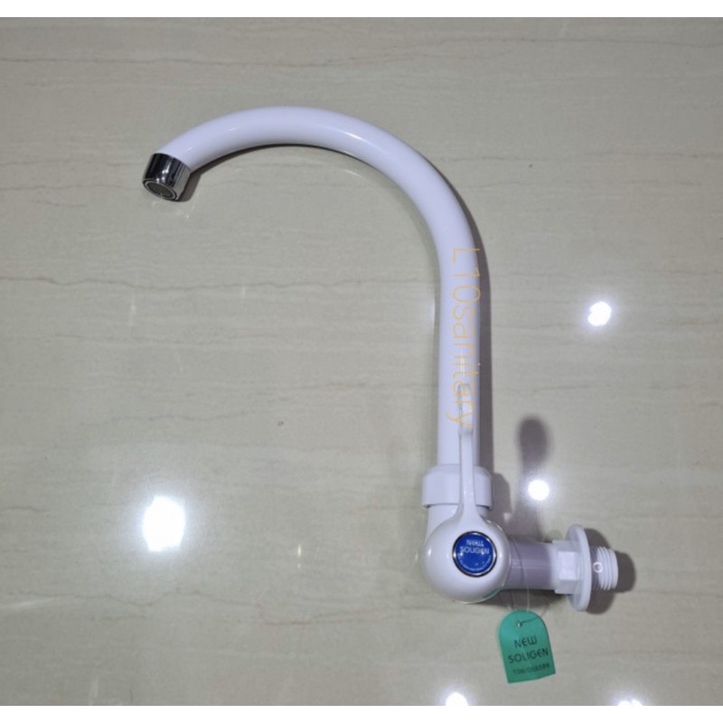 Kran Angsa Tembok Engkol PVC Soligen Keran Cuci Piring Sink Dapur W1 / Kran W1 Hitam Putih Soligen