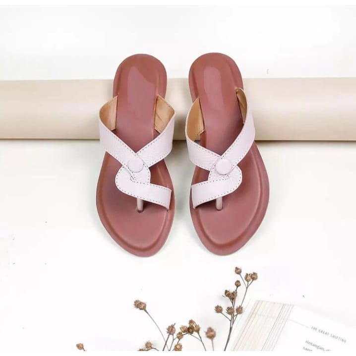 Sandal Wanita Dewasa Jepit Kancing Papirut Gelombang A02