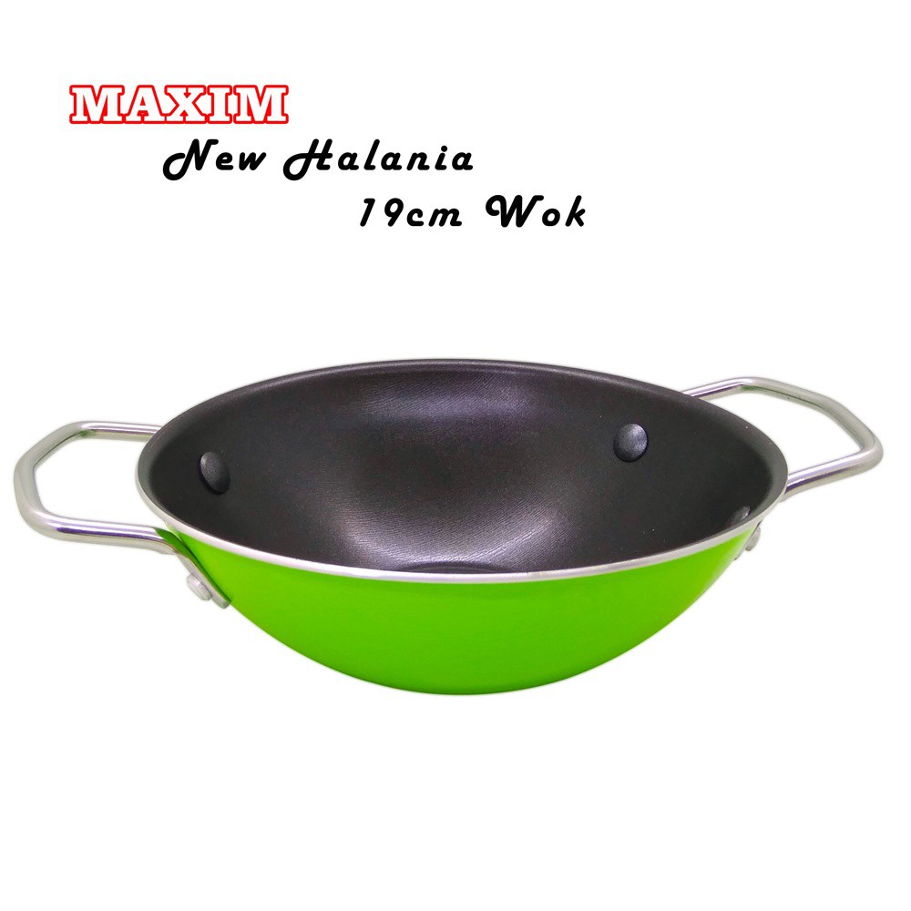 Maxim New Halania Mie Wok 19cm +Piring / Panci Mie + Piring / Wajan Mini