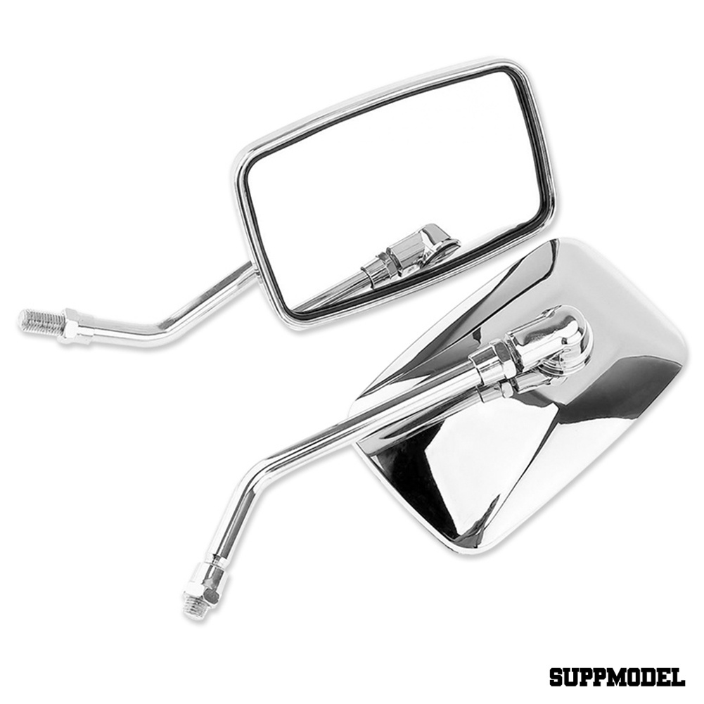 SPM 2Pcs 10mm Universal Rectangle Shaped Motorcycle Handlebar Rear View Side Mirrors