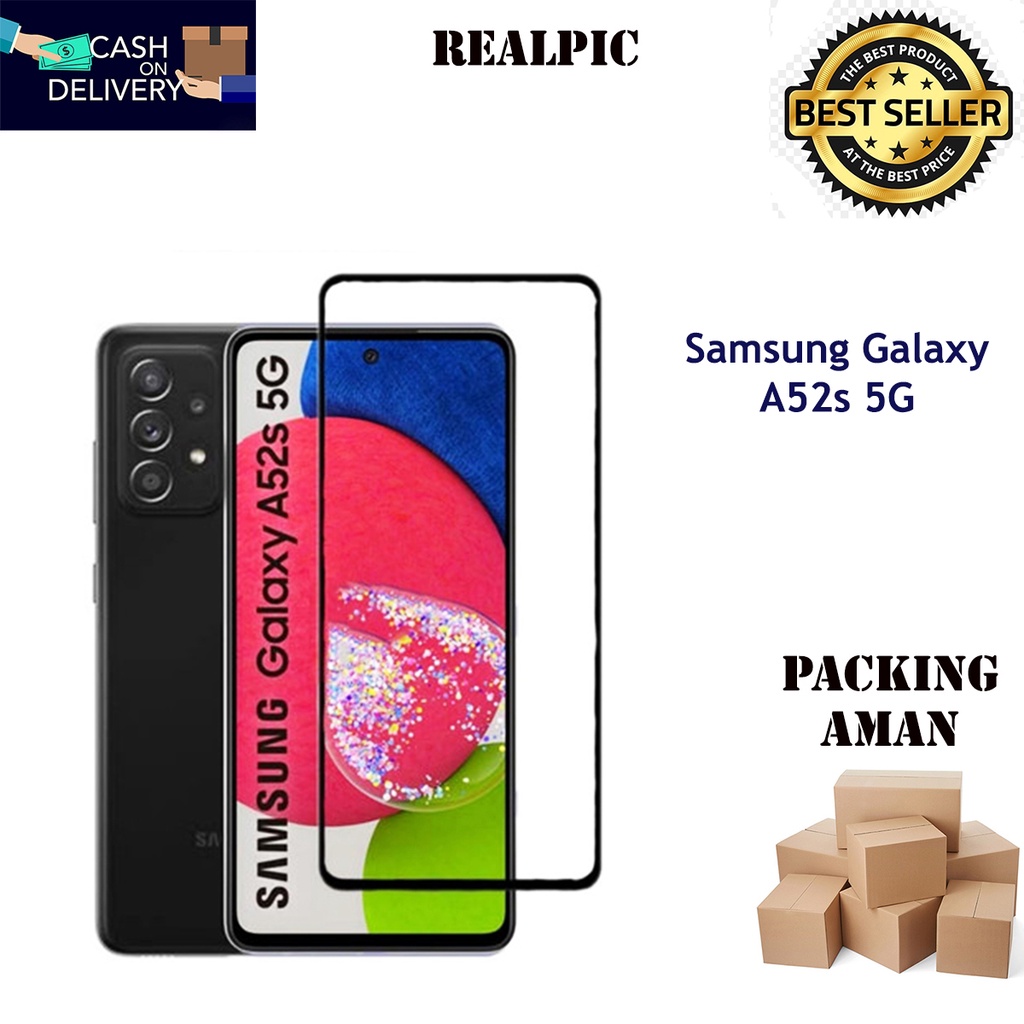 Tempered Glass Samsung Galaxy A52s 5G Full Cover / Full Screen Protector Anti Gores