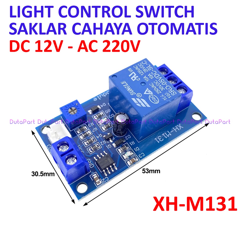 XH-M131 Sensor Saklar Cahaya Otomatis LDR DC 12V Output Relay AC 220V